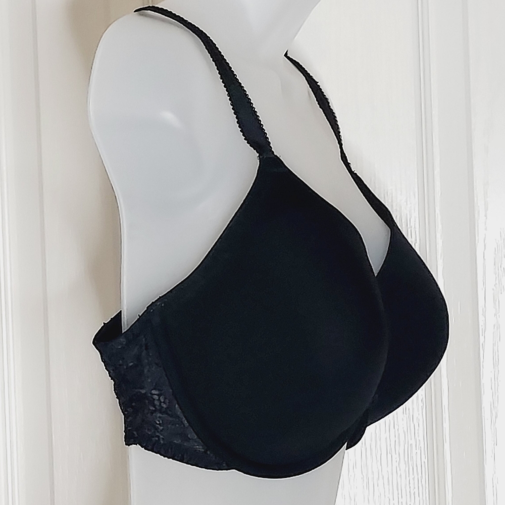 Wacoal black bra with lace sides underwire pushup bra 🤍36DDD - Picture 6 of 12